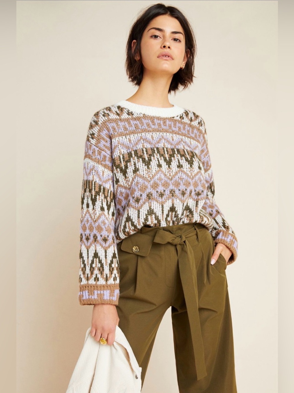 Anthropologie Fabiana Fair Isle Print Wool Alpaca Knit Sweater